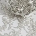 High-quality silver lined glass bugle beads for DIY jewelry making and embroidery crafts. - 15g/Pack Approx 300 Pieces / Silver White