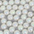 Demi-perles blanches irisées en ABS à dos plat pour accessoires de coiffure DIY - 14mm (50 Pièces/Paquet) / Beige