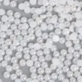 Perles en ABS irisées blanches à dos plat pour loisirs créatifs et accessoires de coiffure - 3mm (1000 Pièces/Paquet) / Blanc
