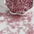 Pale pink silver-lined glass bugle beads for DIY jewelry and wedding dress decoration - 15g/Pack Approx 300 Pieces / Pink