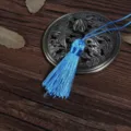 Handmade vibrant blue silk tassel pendant for DIY bookmarks, fans and craft accessories - 1 Piece / Lake Blue