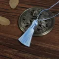 Handmade light blue silk tassel with hanging cord for DIY crafts and bookmarks - 1 Piece / Light Blue