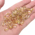 10x8mm transparent coffee bean glass beads with gold pattern for DIY jewelry making - Coffee Bean Style (BBD349) / 20Pcs/Pack / Golden Yellow