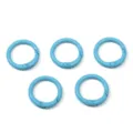 Set of 5 light blue painted alloy spring O-rings for DIY keychains and bag accessories - Blue
