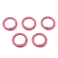 Five pink spray-painted alloy circular snap rings for DIY keychain and jewelry making. - Deep Pink