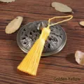 Colgante borla de seda amarillo dorado estilo vintage para marcapáginas y abanicos - Colgante de Borla (16cm) / 1 Pieza / Amarillo Dorado