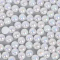 Perles en ABS blanches irisées à dos plat pour accessoires de bricolage faits à la main - 8mm (300 Pièces/Paquet) / Blanc
