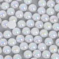Perles en imitation nacre ABS irisées blanches, demi-rondes et plates pour bricolage - 10mm (150 Pièces/Paquet) / Blanc
