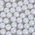 Perles demi-rondes à dos plat en ABS Aurora blanc irisé pour accessoires de bricolage - 12MM (100 Pièces/Paquet) / Blanc