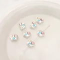 Perles papillon en acrylique nacré avec strass colorés pour création de bijoux DIY - Papillon Strass Rond Rose