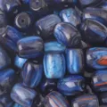 Blue 12mm resin beads with celestial star nebula swirl pattern for DIY jewelry - Barrel Beads / 12x14mm (5 Pieces/Pack) / Navy Blue