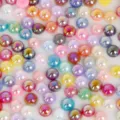 Perles d'imitation en ABS irisées à dos plat et demi-rondes pour projets de bricolage - 6mm (400 Pièces/Paquet) / Multicolore
