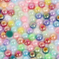 Demi-perles ABS irisées colorées à dos plat pour accessoires de cheveux DIY et bijoux - 8mm (300 Pièces/Paquet) / Multicolore