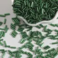 Emerald green silver-lined cylindrical glass bugle beads for DIY handmade jewelry and crafts - 15g/Pack Approx 300 Pieces / Dark Green