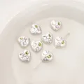 Perles argentées en forme de cœur avec strass pour la création de bijoux DIY à la main - Cœur Strass Carré Clair