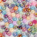 Perles demi-rondes irisées en ABS pour bijoux DIY et accessoires de coiffure artisanaux - 10mm (150 Pièces/Paquet) / Multicolore