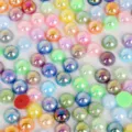 Perles ABS demi-rondes irisées colorées à dos plat pour accessoires de bricolage DIY - 12MM (100 Pièces/Paquet) / Multicolore