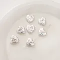 Perles en acrylique en forme de cœur argenté avec strass roses et clairs pour DIY - Cœur Strass Rose Et Clair