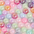 Perles en imitation ABS pastel irisé à dos plat pour accessoires de nœuds DIY - 14mm (50 Pièces/Paquet) / Multicolore