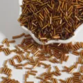 Golden silver-lined glass bugle beads for DIY jewelry making and embroidery crafts - 15g/Pack Approx 300 Pieces / Dark Coffee