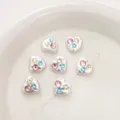 Perles acryliques en forme de cœur argenté avec strass colorés pour la création de bijoux DIY - Cœur Strass Rond Rose