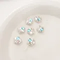Perles d'imitation Mabe en forme de fleur avec strass colorés pour bijoux DIY - Fleur Strass Carré Bleu
