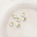 Perles en acrylique en forme de fleur avec strass verts pour la création de bijoux DIY d'art - Fleur Strass Rond Vert