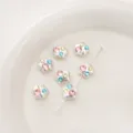 Perles fleurs en acrylique imitation nacre avec strass pour la création de bijoux - Fleur Strass Rond Rose