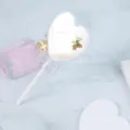Cute heart-shaped lollipop handheld mirror for makeup and daily use in portable design - Heart Mirror / 8*16cm / White
