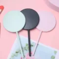 Cute lollipop-style portable handheld mirrors in pastel mint, black, and pink colors - Round Mirror / 8*16cm / Green