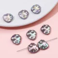 Iridescent baroque heart acrylic beads with pearlescent luster for DIY jewelry making - Straight Hole Irregular Style / Set of 2 (13x14mm) / Iridescent Purple