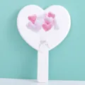 Cute heart-shaped hand-held makeup mirror with pink balloon pattern for travel - 13x18.5CM / Heart Balloon