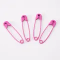 Set of four vibrant pink painted iron safety pins for DIY garment tag fixing and jewelry - Rose Red