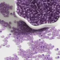 Perles de rocaille en verre violettes avec coeur argenté pour bijoux DIY et broderie - 2.0mm / 1000 Pièces/Paquet / Mauve Clair