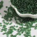 Green silver-lined glass seed beads for DIY jewelry making and embroidery crafts - 2mm, 15g (Approx 1000 Pcs) / Dark Green