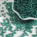 Premium teal silver-lined glass seed beads for DIY jewelry and embroidery crafts - 2mm, 15g (Approx 1000 Pcs) / Peacock Green