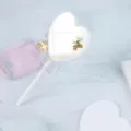 White heart-shaped lollipop handheld mirror, portable cute vanity accessory for girls - Heart Mirror / 8*16cm / White