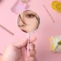 Adorable pink lollipop-style portable handheld makeup mirror for daily beauty touch-ups - Round Mirror / 8*16cm / Pink