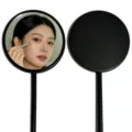 Portable black lollipop-style round handheld mirror for daily makeup and grooming - Round Mirror / 8*16cm / Black