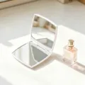 Minimalist white portable square double-sided folding makeup mirror for handbag - 7x7 Square Flip Mirror / White