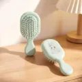 Mint green cartoon rabbit hairbrush for kids, portable air cushion detangling brush - With Pattern / 14x5.5cm Mini Pocket Air Comb / Light Green
