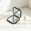Minimalist black square foldable double-sided vanity mirror for pocket or desk makeup. - 5.5*6cm / Black