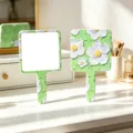 Square handheld mirror with green floral pattern, portable makeup mirror for vanity use - Floral Square Mirror / 9x16cm / Green