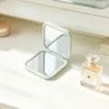 Compact mint green square foldable double-sided portable makeup mirror for vanity use - 5.5*6cm / Light Green