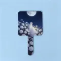 Portable square handheld makeup mirror with anime girl and white rose illustration - 16*9cm / Moonlight Rose