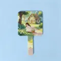 Square handheld makeup mirror with cute cartoon girl picking flowers illustration - 16*9cm / Spring Flower Picking