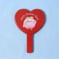 Roter herzförmiger Handspiegel mit süßem Pfirsich-Motiv und Sweet Girl Aufschrift - Süßes Pfirsich-Mädchen / 13*18 Herz Handspiegel