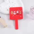 Festive red square handheld makeup mirror featuring Christmas cartoon characters for beauty gifts - Christmas Deer Style / 7.5x13cm / Christmas Deer