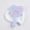 Blauer herzförmiger Handspiegel mit süßem Hasen und rosa flüssigem Glitzer - 10.8x16.5cm / Blau