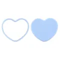 Light blue heart-shaped portable makeup mirror showing frame and solid back on white - 6.2*5.2 Single-Sided Heart Mirror / Light Blue